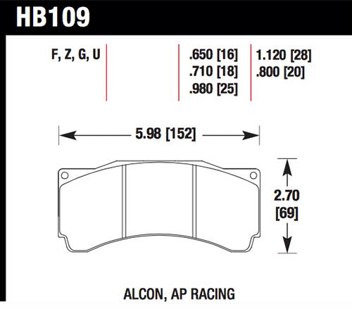 Hawk Performance HB109G.980 - HAWKHB109G.980 - Hawk AP Racing Alcon DTC-60 Race Brake Pads - Shipped in Europe - Tuningsupply.com