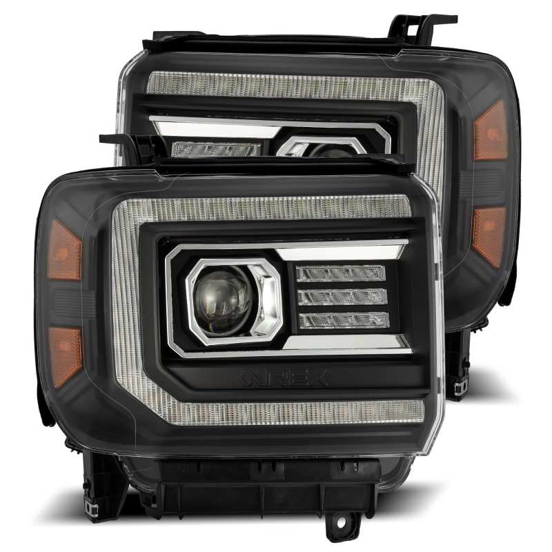 AlphaRex 880613 - ARX880613 - AlphaRex 14-18 GMC Sierra PRO-Series Proj Headlights Plank Style Black w/Activ Light/Seq Signal/DRL - Shipped in Europe - Tuningsupply.com