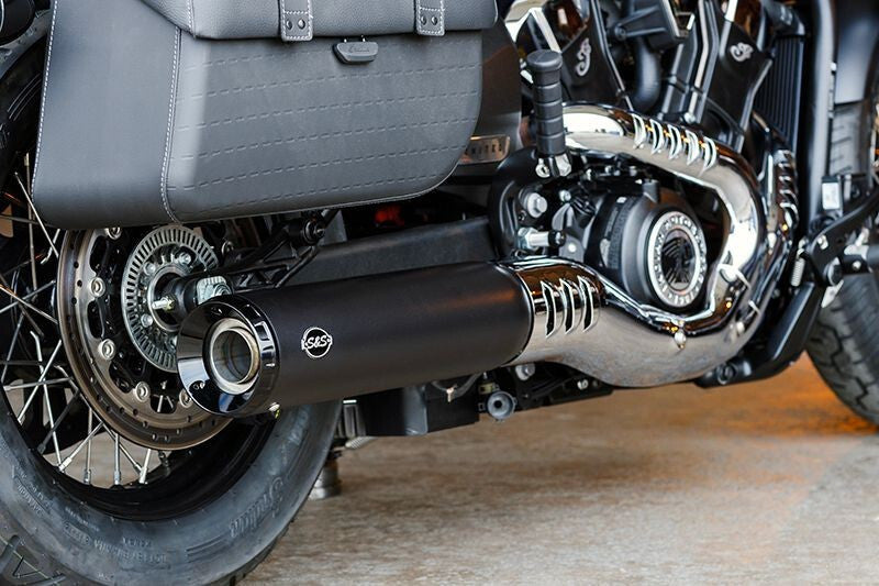 S&S Cycle 550-1121 - SSC550-1121 - S&S Cycle 2025 Indian Scout 4.5in Grand National Slip-On Muffler - Black - Shipped in Europe - Tuningsupply.com