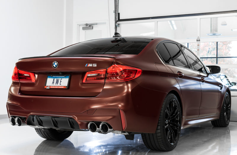 AWE Tuning 3025-43066 - AWE3025-43066 - AWE Tuning 18-19 BMW F90 M5 SwitchPatch Cat-Back Exhaust- Black Diamond Tips - Shipped in Europe - Tuningsupply.com