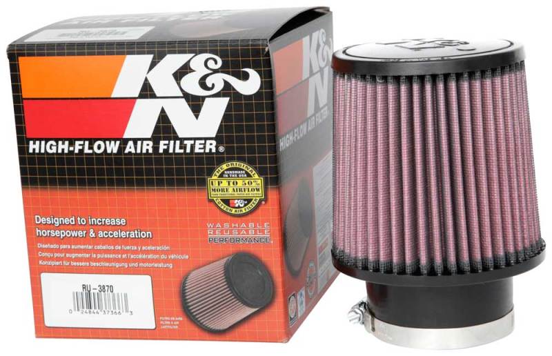 K&N Engineering RU-3870 - KNNRU-3870 - K&N Universal Clamp-On Air Filter 3in FLG / 5in B / 4-1/2in T / 5in H - Shipped in Europe - Tuningsupply.com
