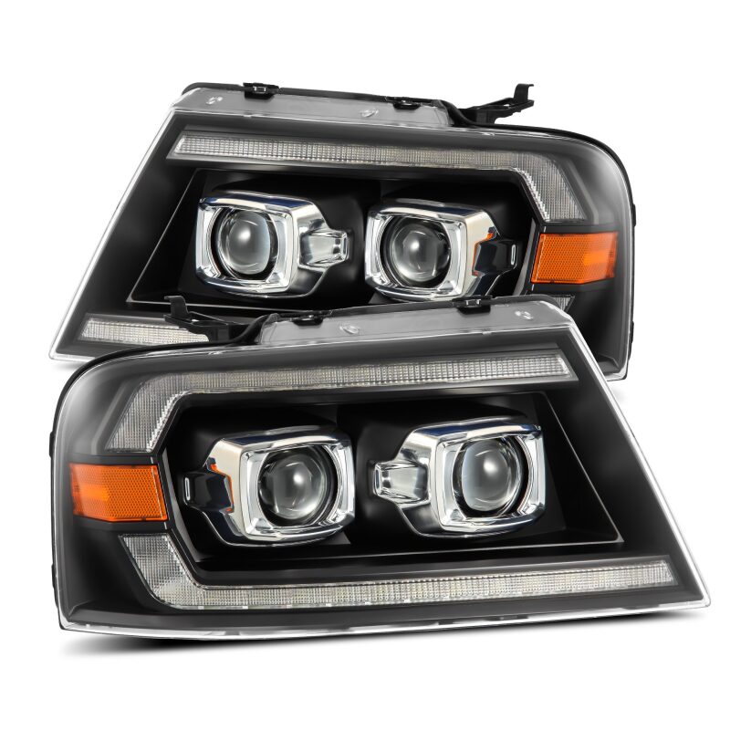 AlphaRex 880134 - ARX880134 - AlphaRex 04-08 Ford F150 PRO-Series Projector Headlights Alpha-Black w/ Sequential Signal and DRL - Shipped in Europe - Tuningsupply.com