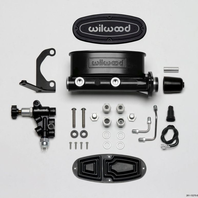 Wilwood 261-13270-BK - WIL261-13270-BK - Wilwood HV Tandem M/C Kit w L/H Bracket & Prop Valve - 1 1/8in Bore Black - Shipped in Europe - Tuningsupply.com
