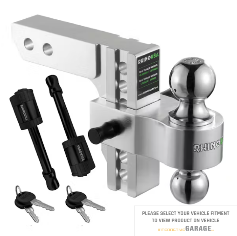 Rhino USA - RSARG-HTDROP2.56-SVR - Rhino USA 6In Heavy Duty Drop Hitch - 2.5In (Silver) - Shipped in Europe - Tuningsupply.com