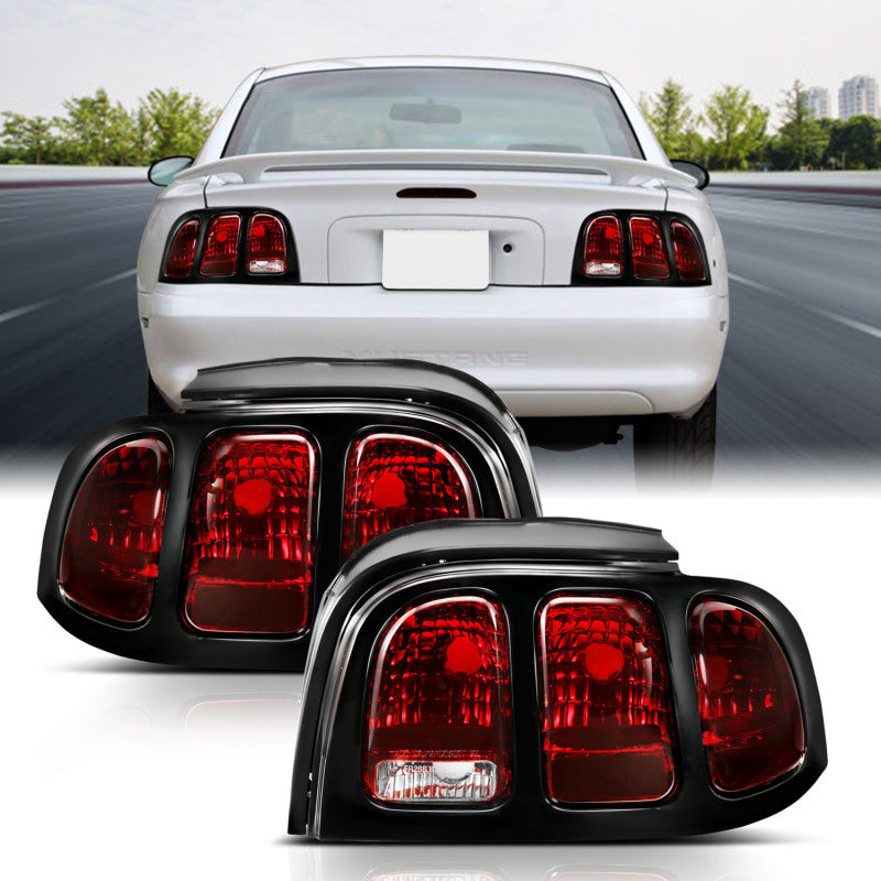 ANZO 321350 - ANZ321350 - ANZO 1994-1998 Ford Mustang Taillight Dark Red Lens (OE Style) - Shipped in Europe - Tuningsupply.com