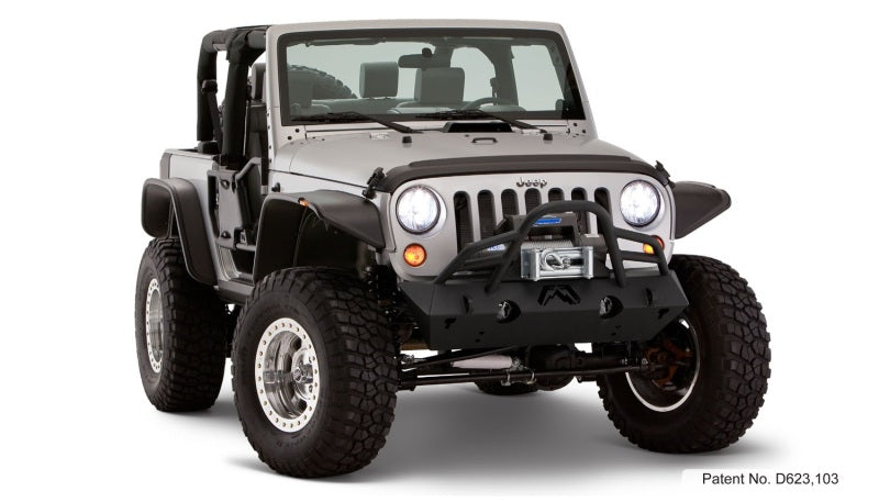 Bushwacker - BUS10919-07 - Bushwacker 07-18 Jeep Wrangler Flat Style Flares 4pc Fits 2-Door Sport Utility Only - Black - Shipped in Europe - Tuningsupply.com