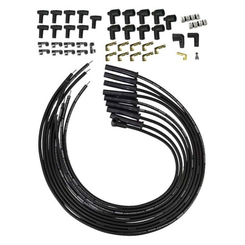 Moroso 73763 - MOR73763 - Moroso Universal HEI/Non-HEI Style Caps Ultra 40 8mm Multi-Angle Boot Spark Plug Wire Set - Black - Shipped in Europe - Tuningsupply.com
