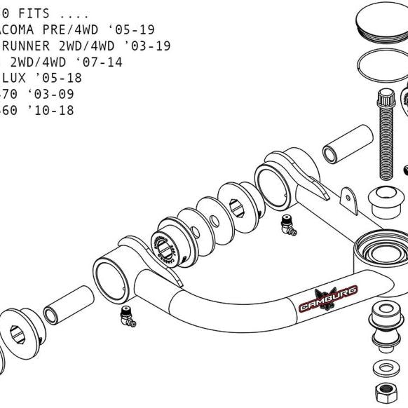Camburg CAM-310130 - CMBCAM-310130 - Camburg Toyota Tacoma Pre/4WD 05-23 / 4-Runner 03-23 / FJ 07-14 1.25in Uniball Upper Arms w/ covers - Shipped in Europe - Tuningsupply.com