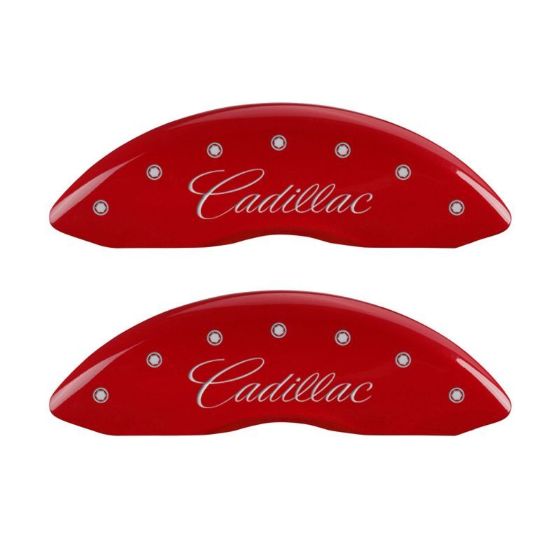 MGP 35013SCTSRD - MGP35013SCTSRD - MGP 4 Caliper Covers Engraved Front Cursive/Cadillac Engraved Rear CTS Red finish silver ch - Shipped in Europe - Tuningsupply.com
