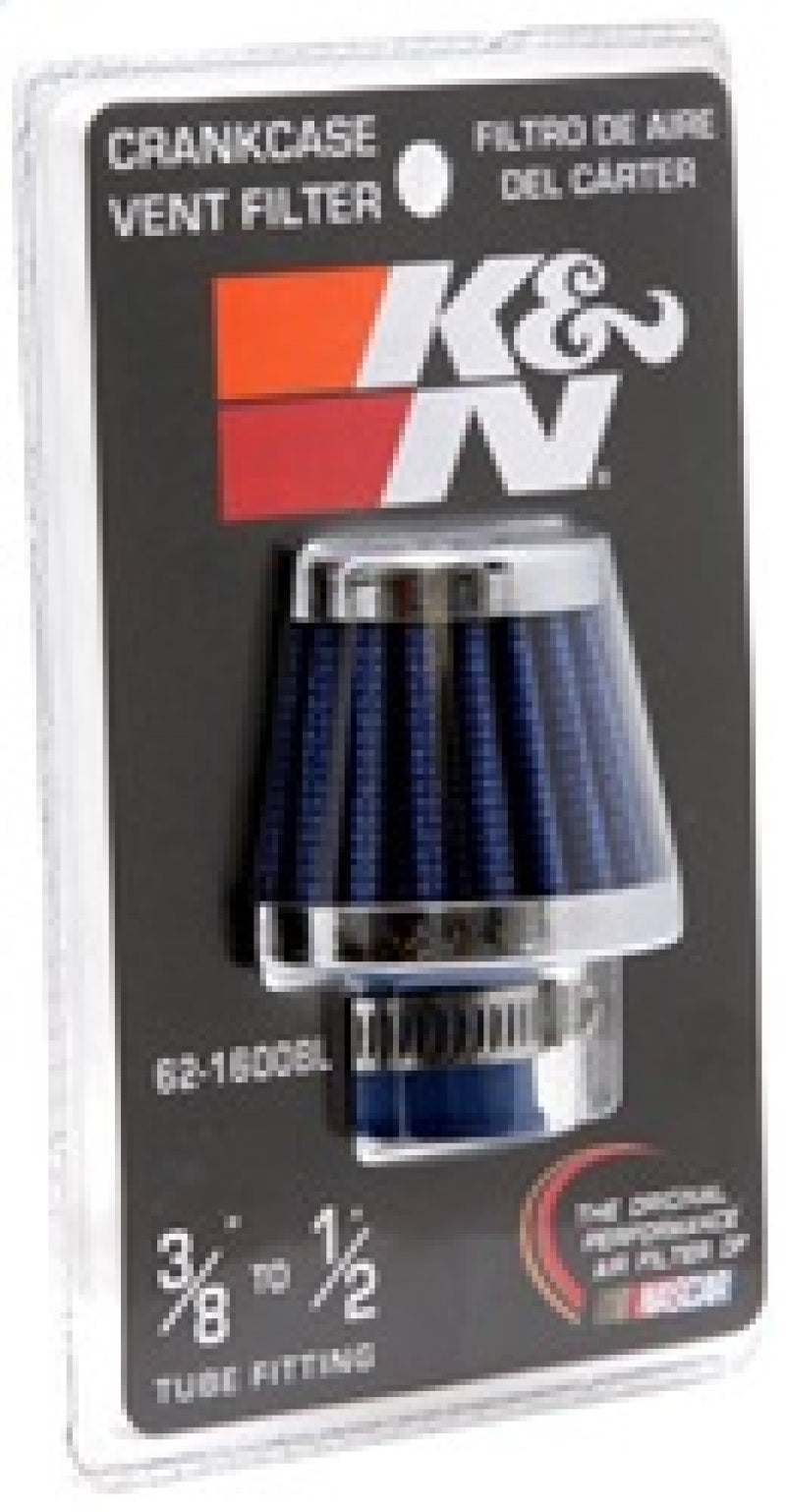 K&N Engineering 62-1600BL - KNN62-1600BL - K&N 2in Base OD x .375in Flange ID x 1.75in H Rubber Base Crankcase Vent Filter - Blue - Shipped in Europe - Tuningsupply.com