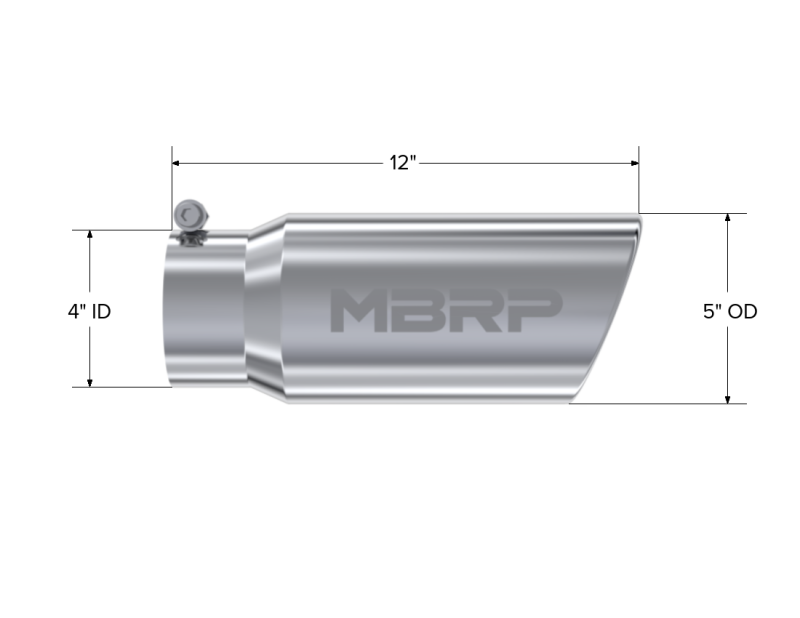 MBRP PT5051 - MBRPT5051 - MBRP Universal Tip 5 O.D. Angled Rolled End 4 inlet 12 length - Shipped in Europe - Tuningsupply.com