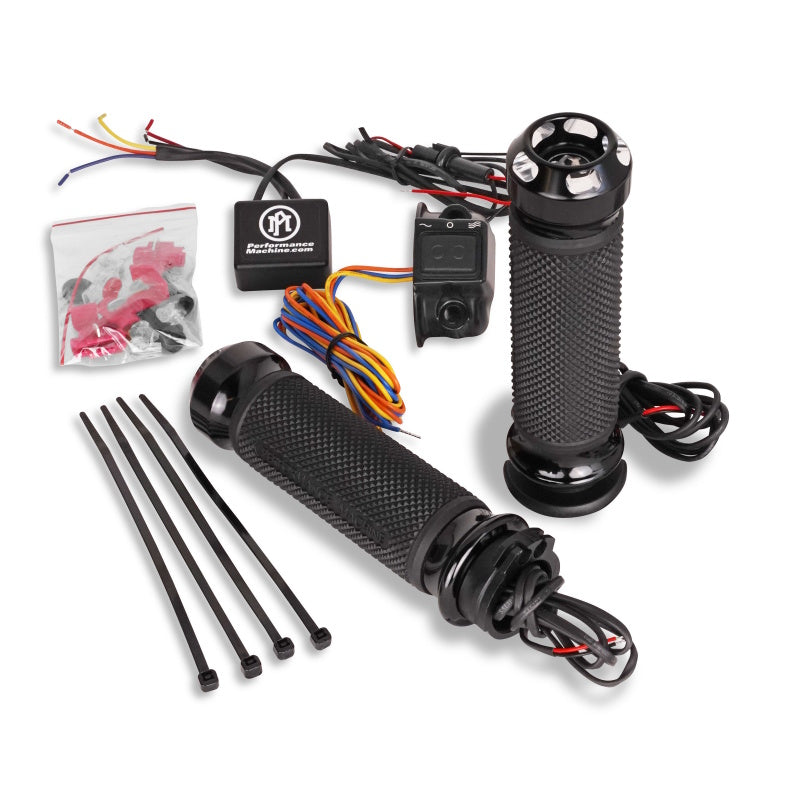 Performance Machine 0063-2093-BM - PFM0063-2093-BM - Performance Machine FLHX TBW Apex Heated Grips - Contrast Cut - Shipped in Europe - Tuningsupply.com