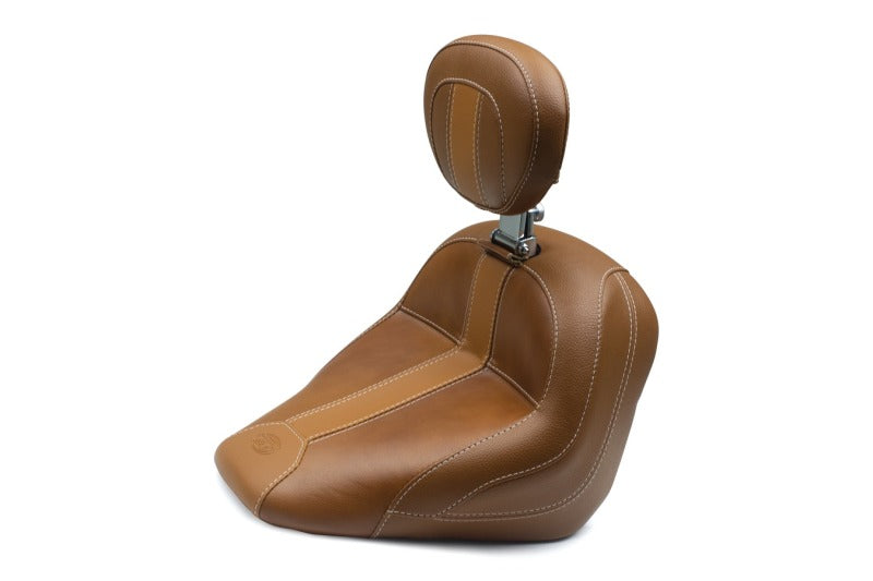 Mustang Motorcycle 79508MV - MMP79508MV - Mustang 15-21 Indian Scout Standard Touring Solo Seat w/Driver Backrest - Brown - Shipped in Europe - Tuningsupply.com