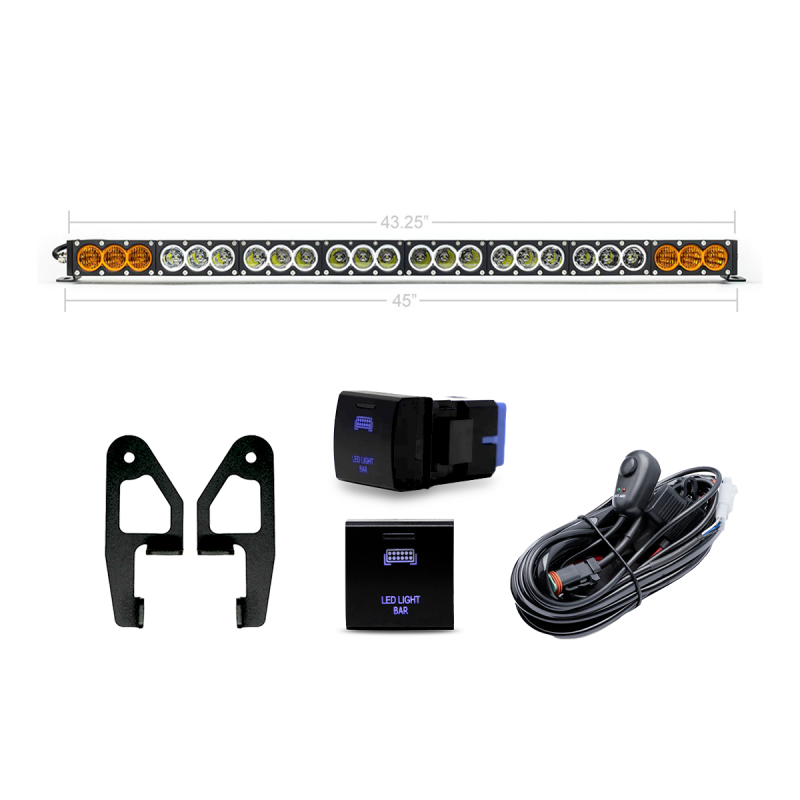 Cali Raised LED CR4109 - CALCR4109 - Cali Raised 2024+ Toyota Tacoma Premium Roof Rack Front Light Bar Kit - 43 In Dual Function - Shipped in Europe - Tuningsupply.com