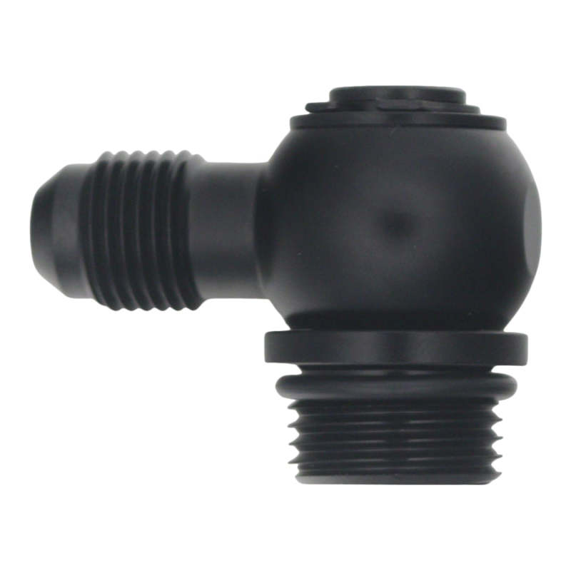DeatschWerks 6-02-0419-B - DWK6-02-0419-B - DeatschWerks 8AN ORB Male to 6AN Male Flare Low Profile 90-Degree Swivel - Anodized Matte Black - Shipped in Europe - Tuningsupply.com