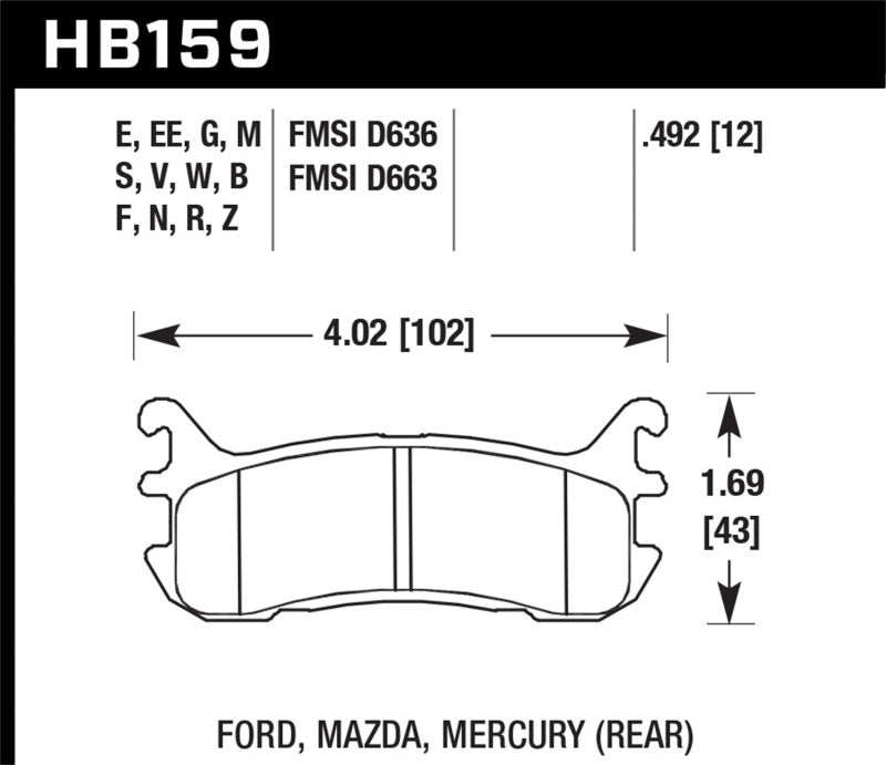Hawk Performance KHB159D.492 - HAWKHB159D.492 - Hawk 03-05 Mazda Miata Rear ER-1 Brake Pad Set - Shipped in Europe - Tuningsupply.com