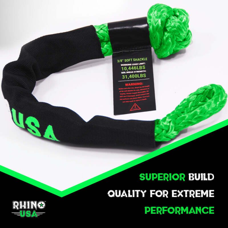 Rhino USA SFTSHACK38-GRN-2 - RSASFTSHACK38-GRN-2 - Rhino USA Synthetic Soft Shackle (2Pk 3/8InX22In) (Green) - Shipped in Europe - Tuningsupply.com