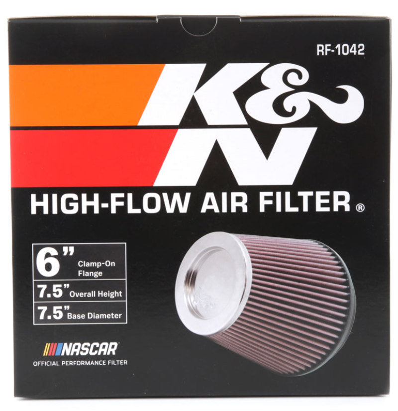 K&N Engineering RF-1042 - KNNRF-1042 - K&N Round Tapered Universal Air Filter 6in Flange ID x 7.5in Base OD x 5in Top OD x 6.5in Height - Shipped in Europe - Tuningsupply.com