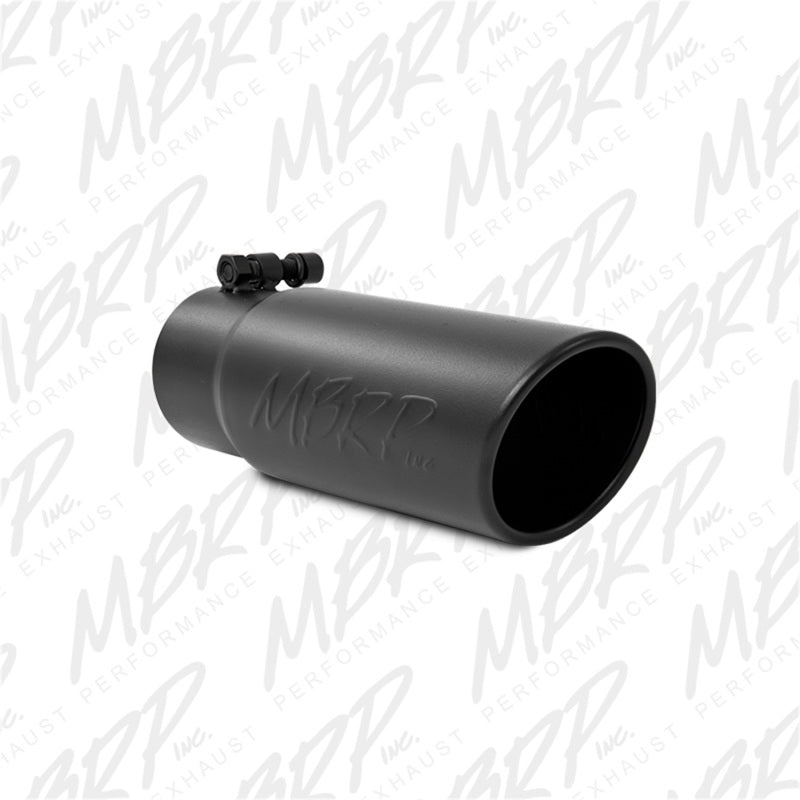 MBRP PT5115BLK - MBRPT5115BLK - MBRP Universal Tip 3-1/2in O.D. Angled Rolled End - 3in ID Inlet 10in Length - Black - Shipped in Europe - Tuningsupply.com