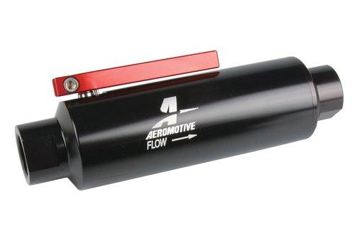 Aeromotive 12332 - AER12332 - Aeromotive In-Line AN-12 Filter w/Shutoff Valve 100 Micron SS Element - Black Anodize Finish - Shipped in Europe - Tuningsupply.com