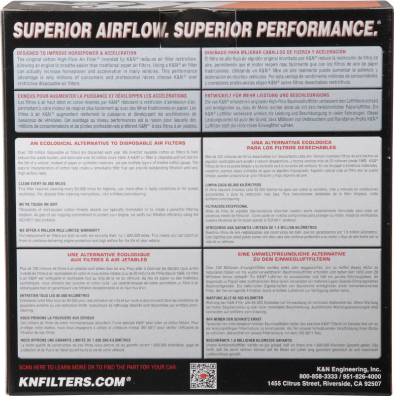 K&N Engineering 33-2413 - KNN33-2413 - K&N 09+ Nissan GTR Drop In Air Filter - Shipped in Europe - Tuningsupply.com