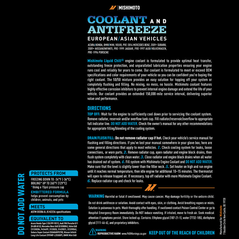 Mishimoto - MISMMRA-LC-EG-BL - Mishimoto Liquid Chill EG Coolant, European/Asian Vehicles, Blue - Shipped in Europe - Tuningsupply.com