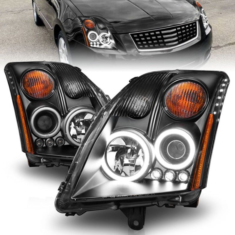 ANZO 121276 - ANZ121276 - ANZO 2007-2012 Nissan Sentra Projector Headlights Black - Shipped in Europe - Tuningsupply.com