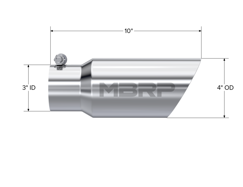 MBRP PT5156 - MBRPT5156 - MBRP Universal Tip 4in OD 3in Inlet 10in Length Dual Wall Angled End T304 - Shipped in Europe - Tuningsupply.com