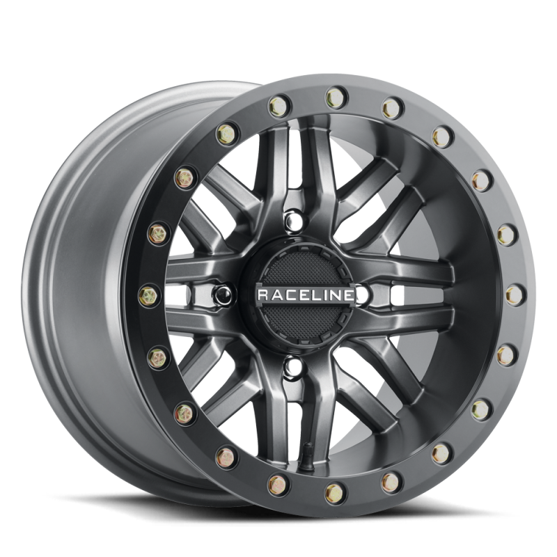 Raceline A91G-57056-52 - RCLA91G-57056-52 - Raceline A91G Ryno 15x7in/4x156 BP/10mm Offset/132.5mm Bore - Gunmetal & Black Ring Beadlock Wheel - Shipped in Europe - Tuningsupply.com