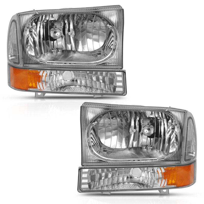 ANZO 111458 - ANZ111458 - ANZO 2000-2004 Ford Excursion Crystal Headlight w/ Corner Light Chrome Amber (w/o Bulb) - Shipped in Europe - Tuningsupply.com