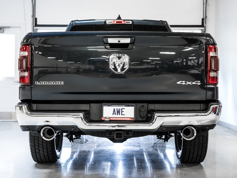 AWE Tuning 3015-32005 - AWE3015-32005 - AWE Tuning 19-21 RAM 1500 5.7L (w/Cutouts) 0FG Dual Rear Exit Cat-Back Exhaust - Chrome Silver Tips - Shipped in Europe - Tuningsupply.com