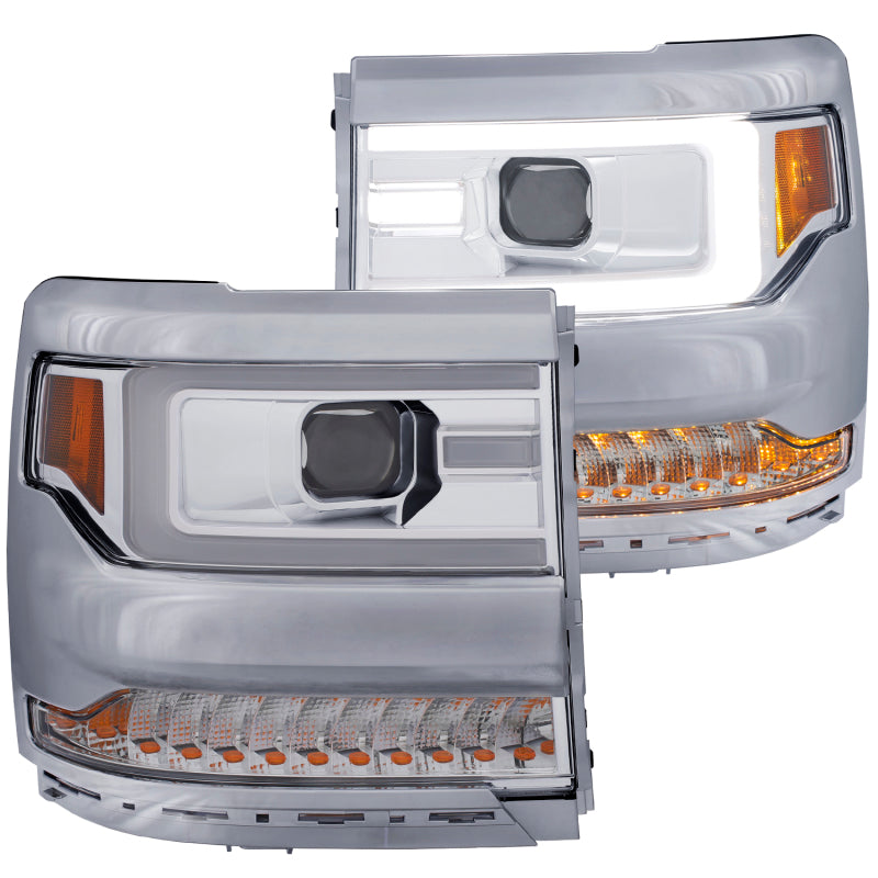 ANZO - ANZ111374 - ANZO 16-17 Chevy Silverado 1500 Projector Headlights Plank Style Design Chrome w/ Amber - Shipped in Europe - Tuningsupply.com