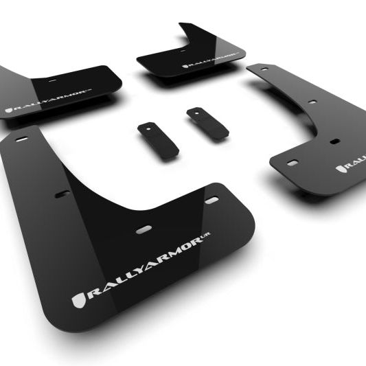 Rally Armor MF122-UR-BLK-WH - RALMF122-UR-BLK-WH - Rally Armor 24-25 Tesla Model 3 Highland Black UR Mud Flap White Logo - Shipped in Europe - Tuningsupply.com