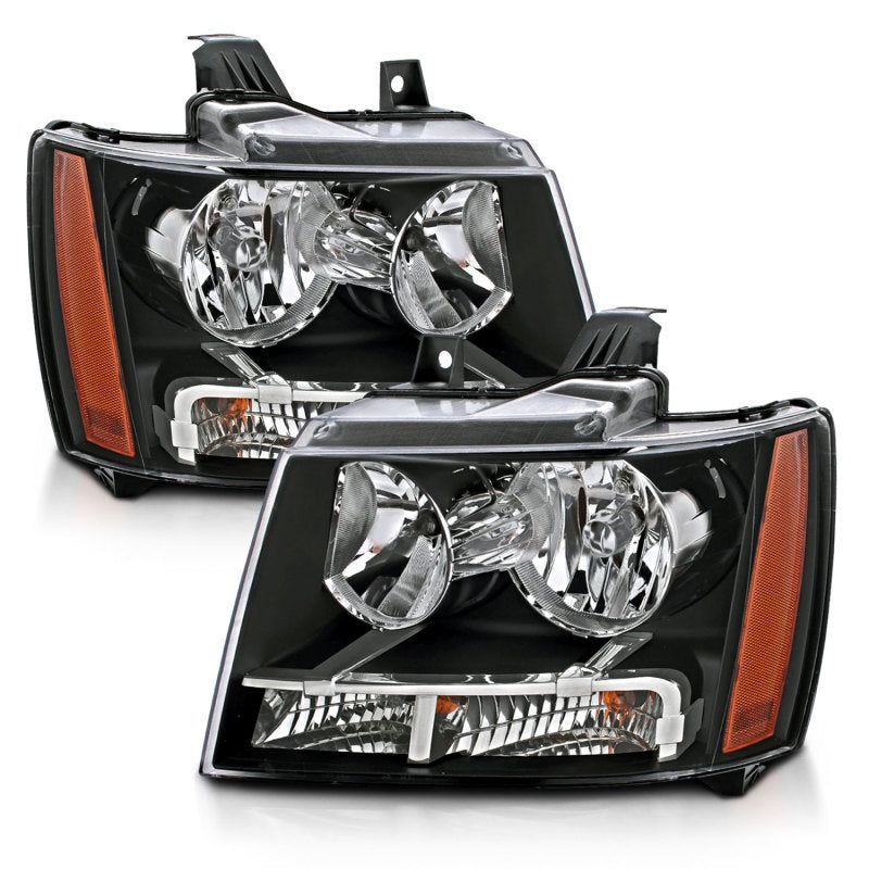 ANZO 111392 - ANZ111392 - ANZO 2007-2014 Chevrolet Tahoe/Suburban Crystal Headlights Black - Shipped in Europe - Tuningsupply.com