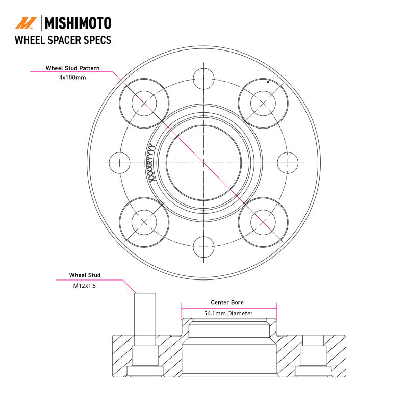 Mishimoto MMWS-007-250BK - MISMMWS-007-250BK - Mishimoto Wheel Spacers - 5x114.3 - 66.1 - 25 - M12 - Black - Shipped in Europe - Tuningsupply.com