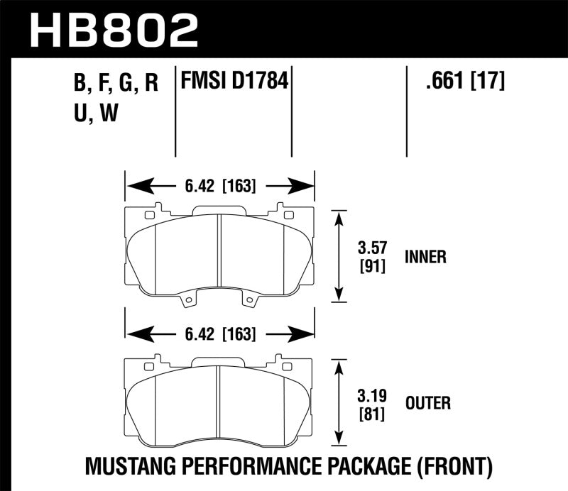 Hawk Performance KHB802G.661 - HAWKHB802G.661 - Hawk 15-17 Ford Mustang GT DTC-60 Race Front Brake Pads - Shipped in Europe - Tuningsupply.com