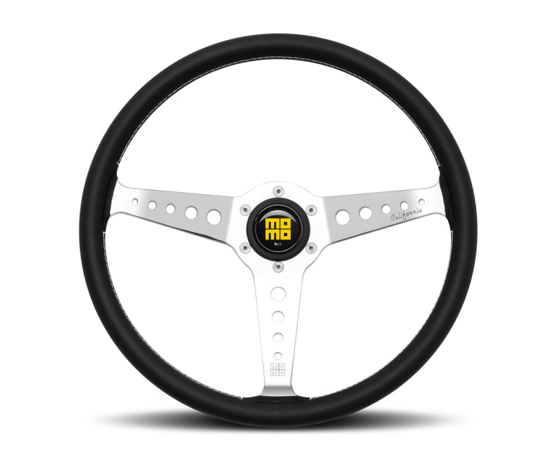 MOMO CAL36BK2S - MOMCAL36BK2S - Momo California Steering Wheel 360 mm - Black Leather/White Stitch/Polished Spokes - Shipped in Europe - Tuningsupply.com
