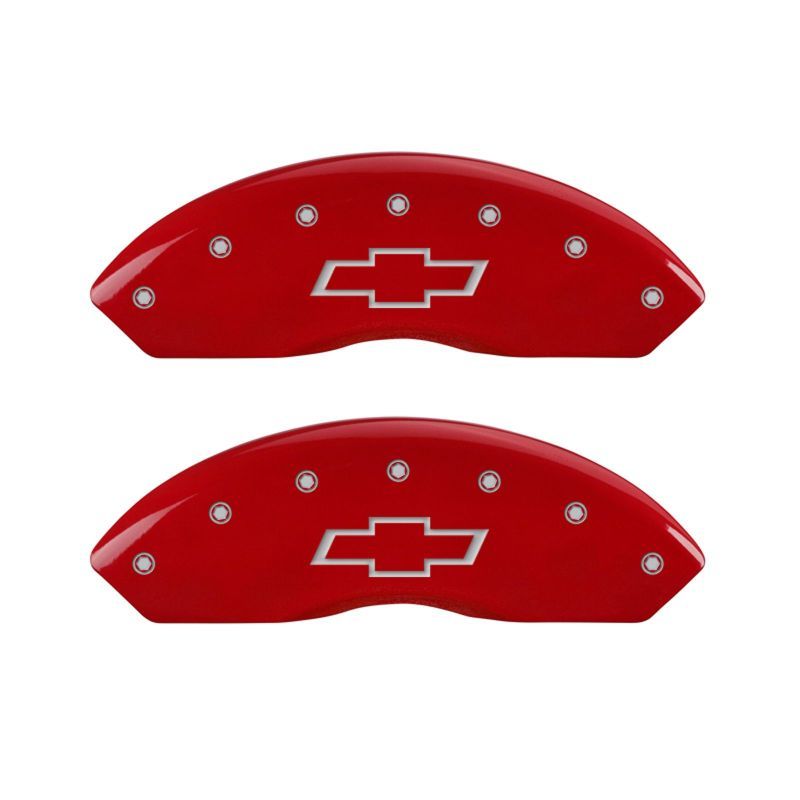 MGP 14235SBOWRD - MGP14235SBOWRD - MGP 4 Caliper Covers Engraved Front & Rear Bowtie Red finish silver ch - Shipped in Europe - Tuningsupply.com