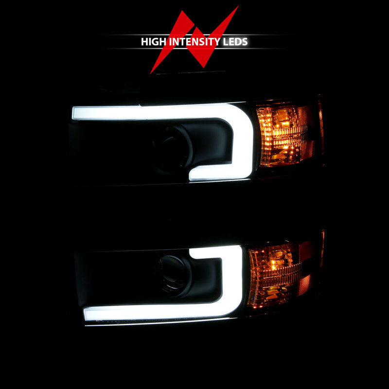 ANZO 111359 - ANZ111359 - ANZO 2015-2016 Chevrolet Silverado Projector Headlights w/ Plank Style Design Black w/ Amber - Shipped in Europe - Tuningsupply.com