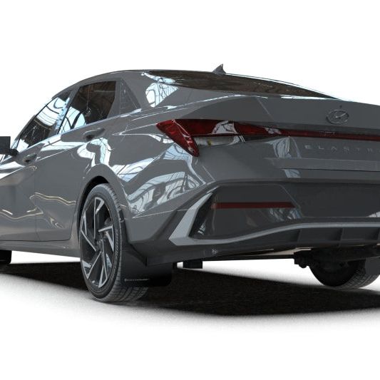 Rally Armor MF120-UR-BLK-GRY - RALMF120-UR-BLK-GRY - Rally Armor 2024-25 Hyundai Elantra N/N Line Black Mud Flap w/Grey Logo - Shipped in Europe - Tuningsupply.com