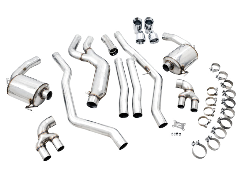 AWE Tuning 3015-42148 - AWE3015-42148 - AWE Tuning 2019+ BMW M340i (G20) Non-Resonated Touring Edition Exhaust - Quad Chrome Silver Tips - Shipped in Europe - Tuningsupply.com