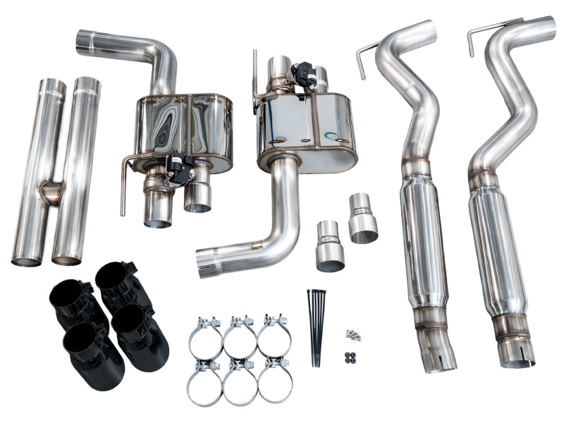AWE Tuning 3025-43550 - AWE3025-43550 - AWE Tuning 18-23 S550 Mustang GT SwitchPath Exhaust - Diamond Black Tips - Shipped in Europe - Tuningsupply.com