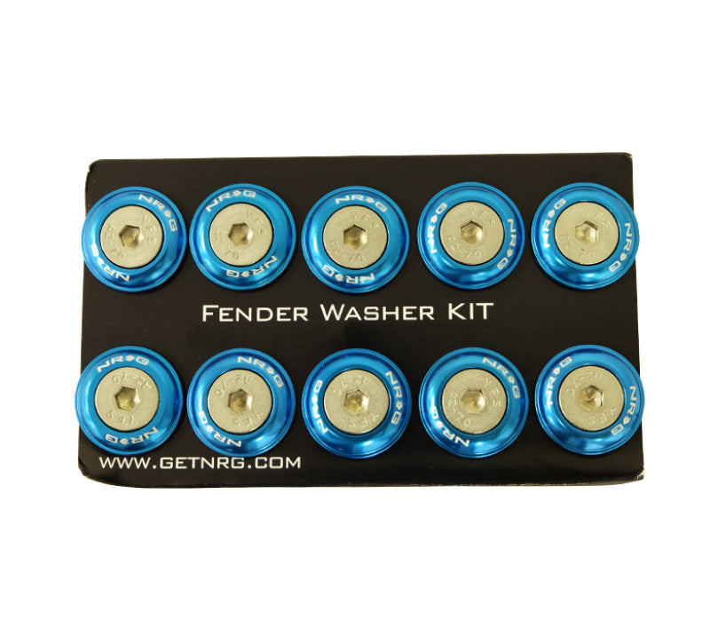 NRG FW-100BL - NRGFW-100BL - NRG Fender Washer Kit w/Rivets For Plastic (Blue) - Set of 10 - Shipped in Europe - Tuningsupply.com