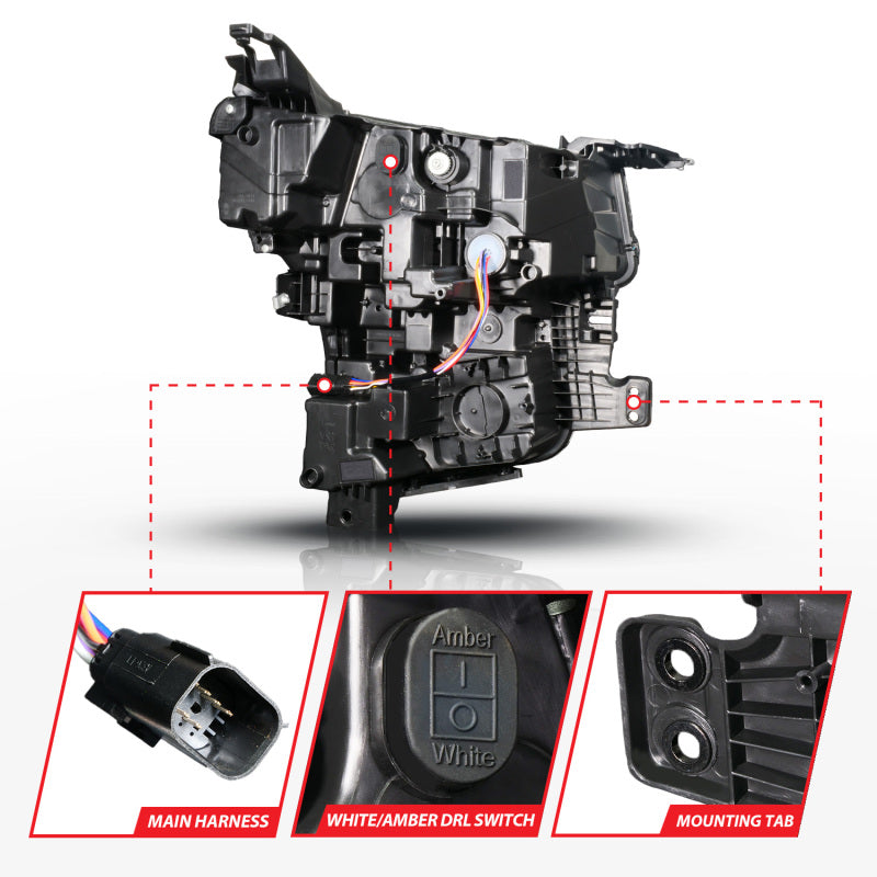 ANZO 111636X-L - ANZ111636X-L - ANZO 21-23 Chevy Tahoe/Suburban LED Light Bar Style Headlights Black w/ Sequential DRL (Left Side) - Shipped in Europe - Tuningsupply.com