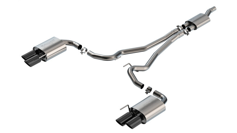Borla 140981BC - BOR140981BC - Borla 2024 Ford Mustang 2.3L Ecoboost S-Type Black Chrome Catback Exhaust w/ Quad Tips - Non-Active - Shipped in Europe - Tuningsupply.com