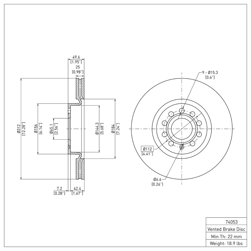 DFC 600-74053 - DFC600-74053 - DFC 06-18 Volkswagen GTI Front Brake Rotor - Shipped in Europe - Tuningsupply.com