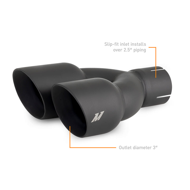 Mishimoto MMEXH-TIP-FSTBK - MISMMEXH-TIP-FSTBK - Mishimoto Dual Offset Tips 2.5in Inlet 3in Outlet Slash Cut - Black - Shipped in Europe - Tuningsupply.com