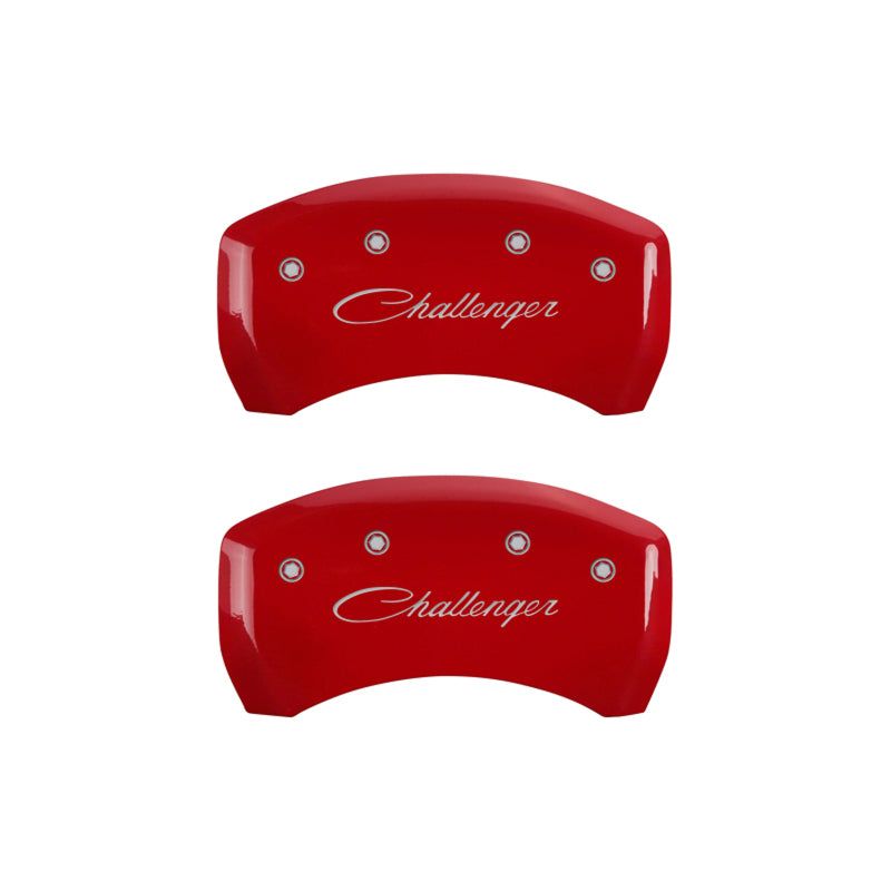 MGP 12181SCLSRD - MGP12181SCLSRD - MGP 4 Caliper Covers Engraved Front & Rear Cursive/Challenger Red finish silver ch - Shipped in Europe - Tuningsupply.com
