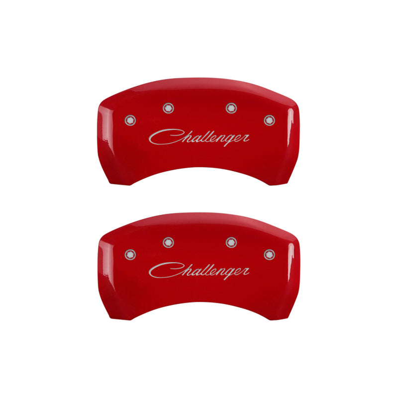 MGP 12162SCLSRD - MGP12162SCLSRD - MGP 4 Caliper Covers Engraved Front & Rear Cursive/Challenger Red finish silver ch - Shipped in Europe - Tuningsupply.com