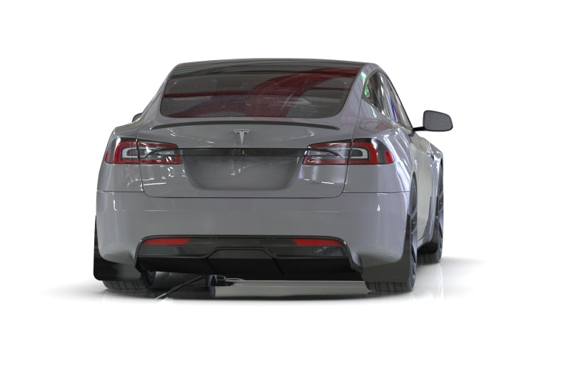 Rally Armor MF101-UR-BLK-WH - RALMF101-UR-BLK-WH - Rally Armor 21-26 Tesla Model S / S Plaid Black UR Mud Flap w/White Logo - Shipped in Europe - Tuningsupply.com